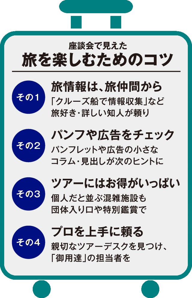座談会で見えた旅を楽しむためのコツ