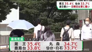 宮城県は連日の暑さ 3日にかけて厳しい暑さが続く見込み