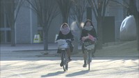 池は一面氷に・・・岡山県全域で今季一番の寒さ