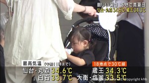宮城県で暑さ厳しく 午前中からほとんどの地点で真夏日に
