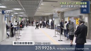 宮城県知事選挙 4万人近くが期日前投票済ませる