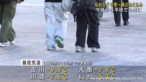 宮城県各地で今季一番の冷え込み 仙台で−5.3℃