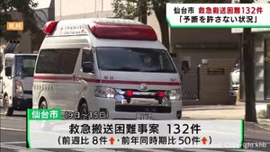 救急搬送困難事案 仙台市消防局「予断を許さない状況」