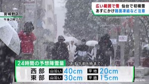 宮城県各地で断続的に雪 仙台や白石で今季初の積雪 9日夜からも強まる見込み