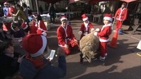 クリスマスの恒例!動物と子どもらが一緒にパレード 岡山市・池田動物園