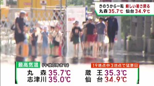 宮城県3地点で35℃超の猛暑日 熱中症で80代男性が重症