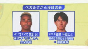 ベガルタ仙台 オナイウ情滋選手と名願斗哉選手が移籍