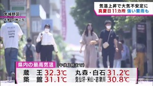 宮城各地で真夏並みの暑さ 気温上昇で大気不安定に 19日夜も大雨や突風に注意を