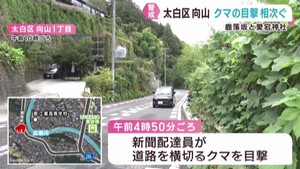 クマの目撃が相次ぐ 警察が警戒を呼び掛け 仙台・太白区向山