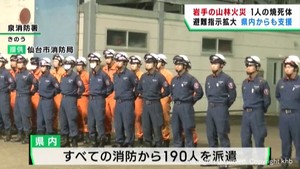 岩手・大船渡市の山火事 宮城県から緊急消防援助隊を派遣 消火に当たる