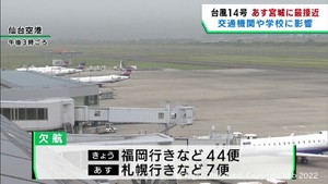 台風14号による宮城県の交通機関と学校への影響
