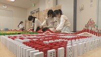 子どもたちが約4万個のドミノのピースを並べ作品作り 高松市