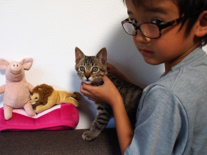 「ほら、お顔向けて」と貫太くん