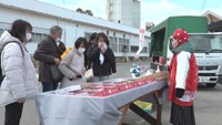 小豆島で栽培されたイチゴが 観光客らに無料で配られる 香川・土庄町