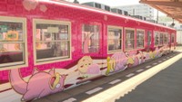 ことでんのラッピング電車「ヤドン号」が運行開始 座席にヤドンの顔 床には足跡も 香川