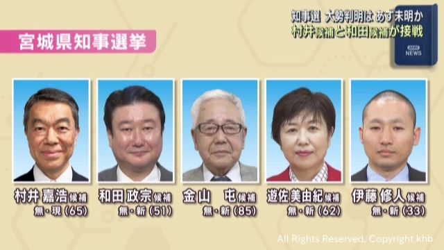 宮城県知事選挙 村井嘉浩氏と和田政宗氏が接戦