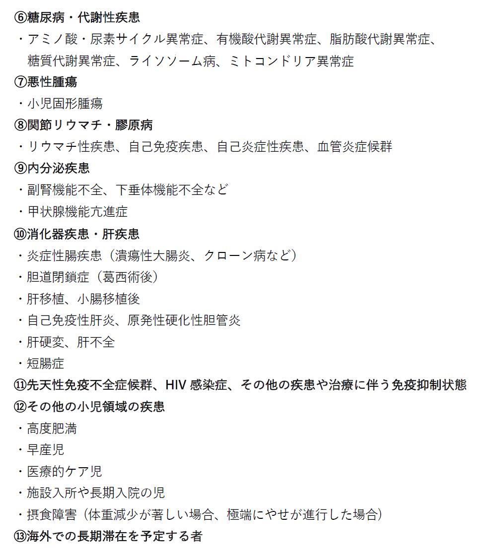 考慮すべき基礎疾患2
