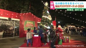 仙台クリスマスマーケット 子どもたちがシンボルツリーに点灯