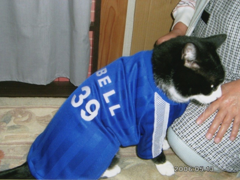 9歳。日韓ワールドカップの時にユニホームをオーダー。背番号は
感謝の意味を込め39(サンキュー)(佐藤さん提供)