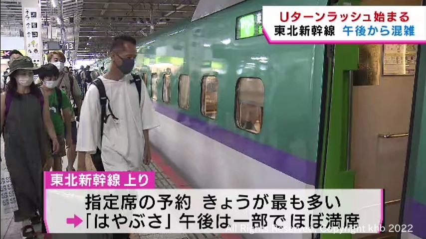 #Uターンラッシュ 東北新幹線上りは午後から混雑 一部列車はほぼ満席