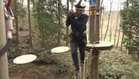 高さ約4mでスリル満点! 森の中で楽しむアスレチック 岡山・真庭市