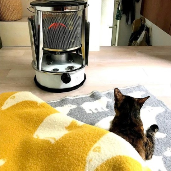 冬は、ストーブの前でまったり(塚本さん提供)