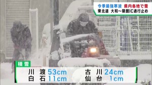 最強寒波 宮城県各地で積雪 交通機関に影響