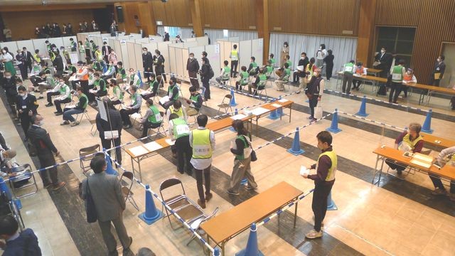ワクチン接種の模擬会場