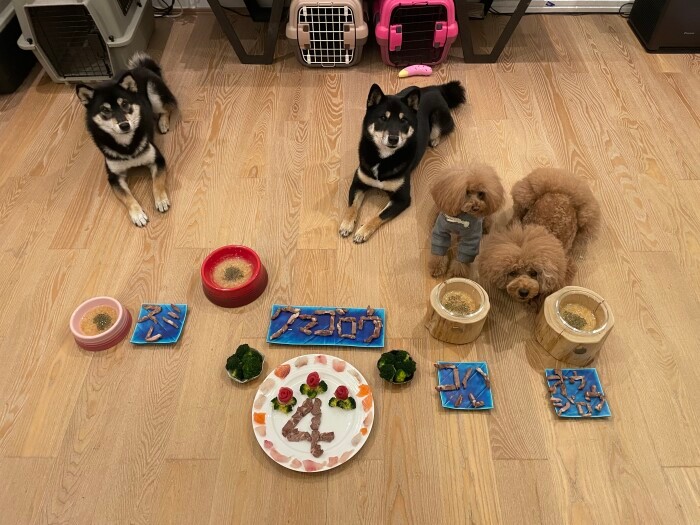 お誕生日恒例の「肉文字」!(お父さん提供)