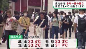 宮城県各地で気温上昇 11地点で今季一番の暑さ 10人が熱中症とみられる症状