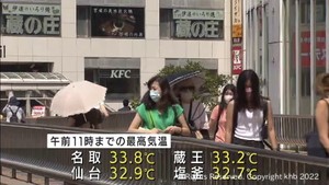 宮城県各地で30℃超の真夏日 熱中症に注意を