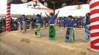四角い土俵で小学生が熱戦 岡山・勝央町