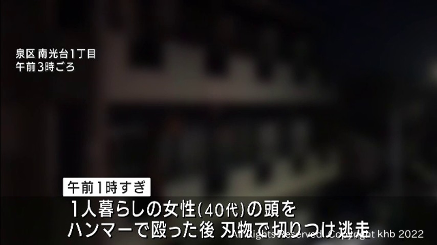 #ベランダから部屋に侵入し女性に切り付ける 犯人の女は逃走 仙台市泉区
