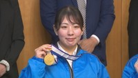 技能五輪全国大会入賞の岡山代表選手が県に報告 「洋裁」種目では金賞受賞