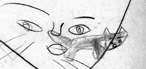 一方の面に描かれた親猫の口元を写真撮影して分析すると、子猫がはっきり現れた=ヤマトホールディングス提供