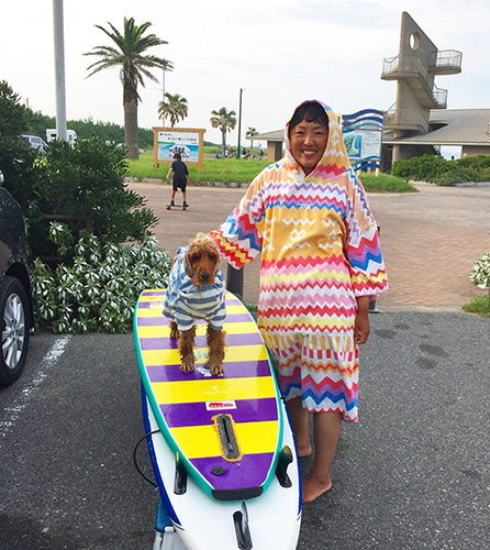 海上がりはタオル地のポンチョがお決まり