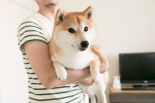 大好きなパパの腕の中は落ち着くな~