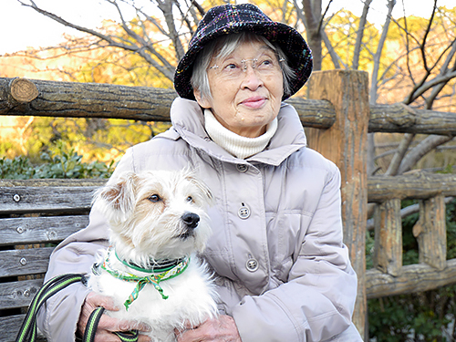 公園のベンチに座る潤子さんとパク