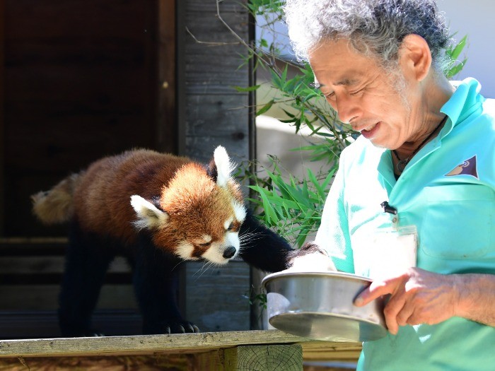 風太と飼育員の浜田昌平さん