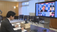 全国知事会のオンライン会議（岡山県庁）