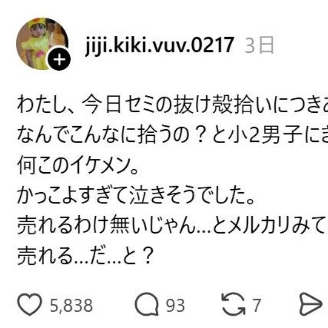 miiiiさんの実際の投稿（画像はスクリーンショット）
