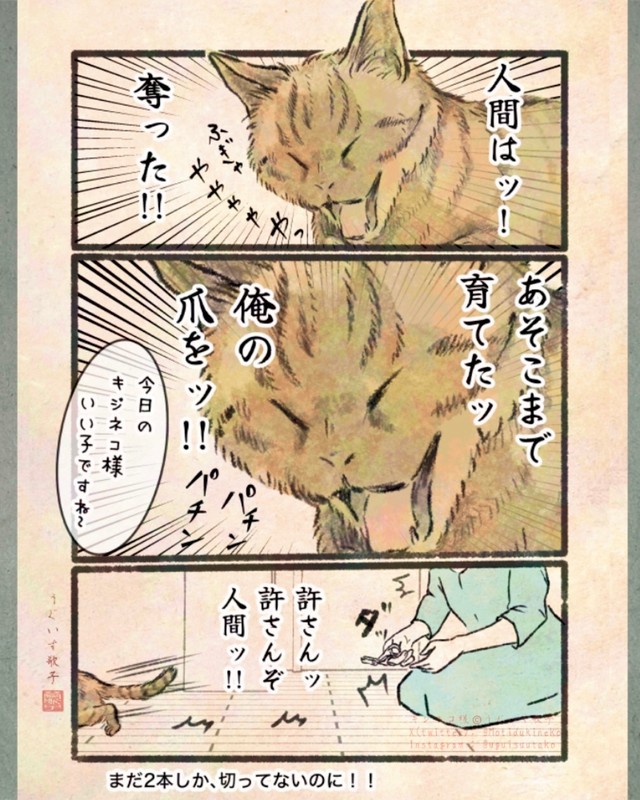 【漫画】『今日もネコ様の圧が強い』8　©Uguisu Utako