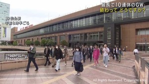 ゴールデンウイークが終わり通勤通学の風景が戻る　ＪＲ仙台駅前