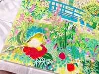 ギャラリーに展示された、さちんぬさんの作品。繊細なタッチや優しい色味が特徴的だ