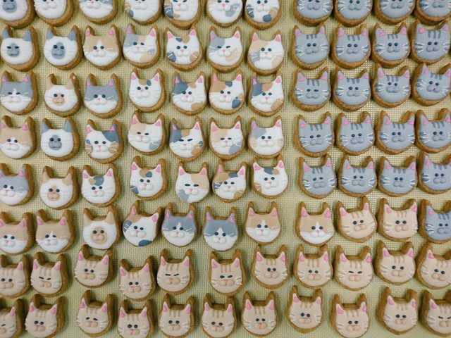 奥様の作る猫クッキーは、表情がひとつひとつ違ってほっこり（提供：パティスリーミネット）