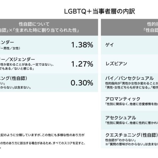 LGBTQ＋当事者層の内訳（提供画像）