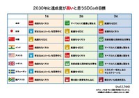 2030年に達成度が高いと思うSDGsの目標（提供画像）