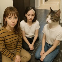 流行りの猫ちゃんの擬人化するも猫ちゃんのままの子がいる、、（提供：とらまるらんまる+さん）