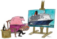 「船の絵」（水彩／2004年）画像提供：美術著作権センター※「柳原良平 仕事と作品」（玄光社刊）より©️ Ryohei Yanagihara