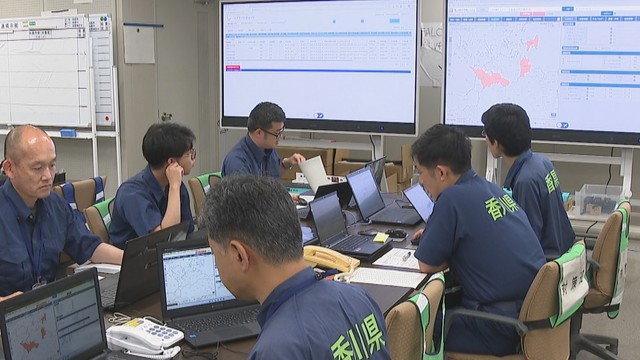 香川県庁防災事務室で行われた訓練　高松市番町